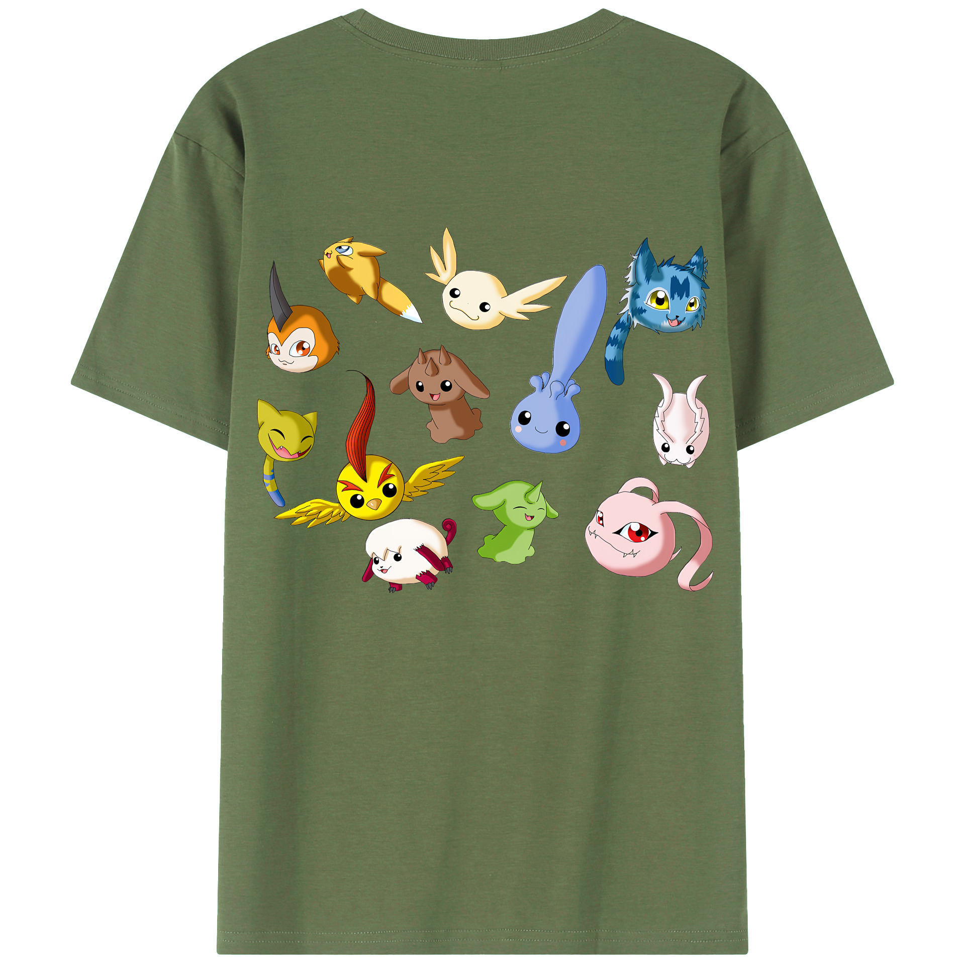 （画像用） Digimon デジタルモンスター/デジモン 綿100％ メンズ半袖Tシャツ（バックプリント） 通気性
